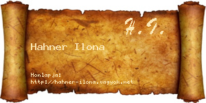 Hahner Ilona névjegykártya